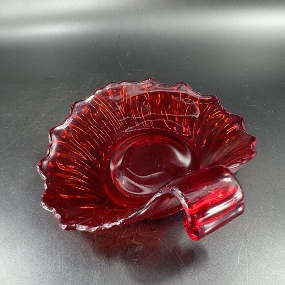 Vintage Viking Ruby Red Glass Leaf Shaped Dish Trinket Dish Small Plate VTG - Picture 12 of 16